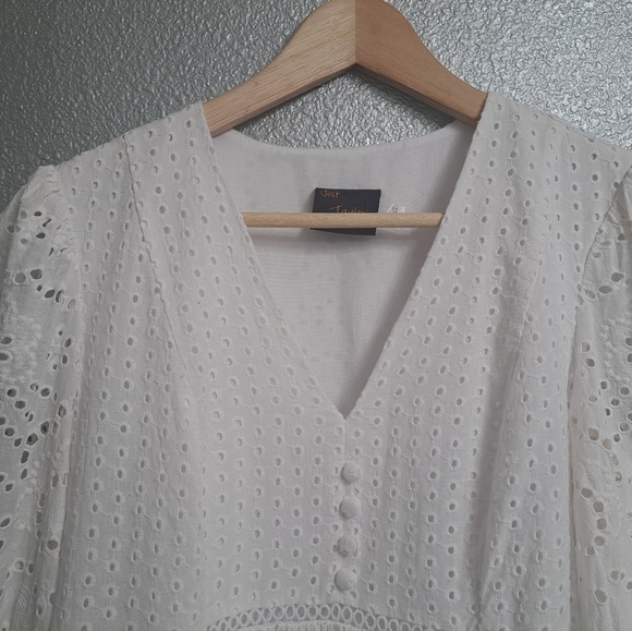 NWOT Just Taylor White Eyelet Midi Dress Size 12 - Picture 7 of 10